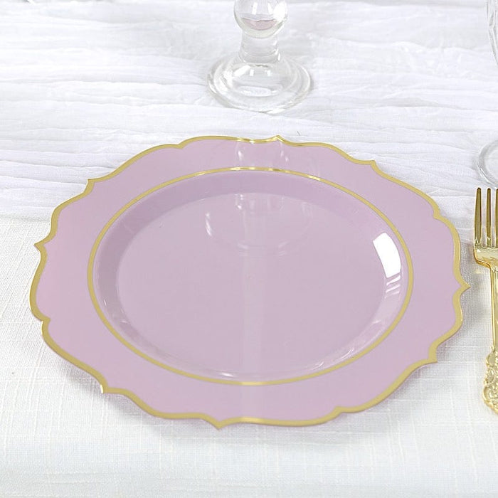 10 pcs 10" Plastic Dinner Plates With Scalloped Rim - Disposable Tableware