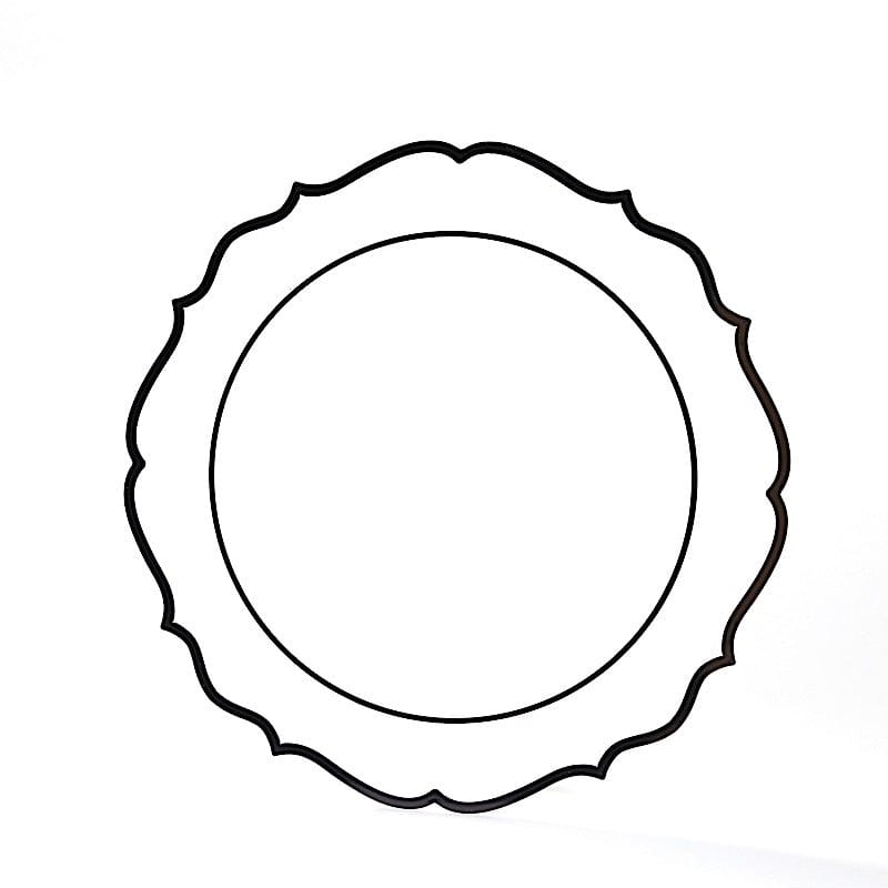 10 pcs 10" Plastic Dinner Plates With Scalloped Rim - Disposable Tableware