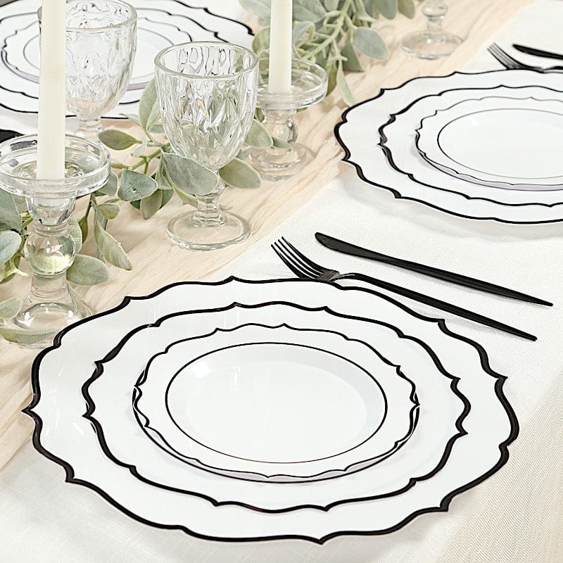 10 pcs 10" Plastic Dinner Plates With Scalloped Rim - Disposable Tableware