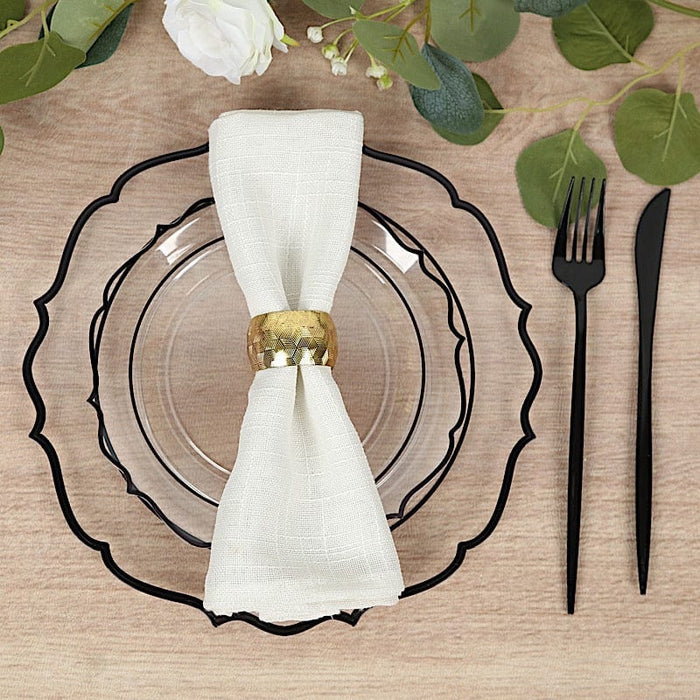 10 pcs 8" White Plastic Dessert Plates With Scalloped Rim - Disposable Tableware