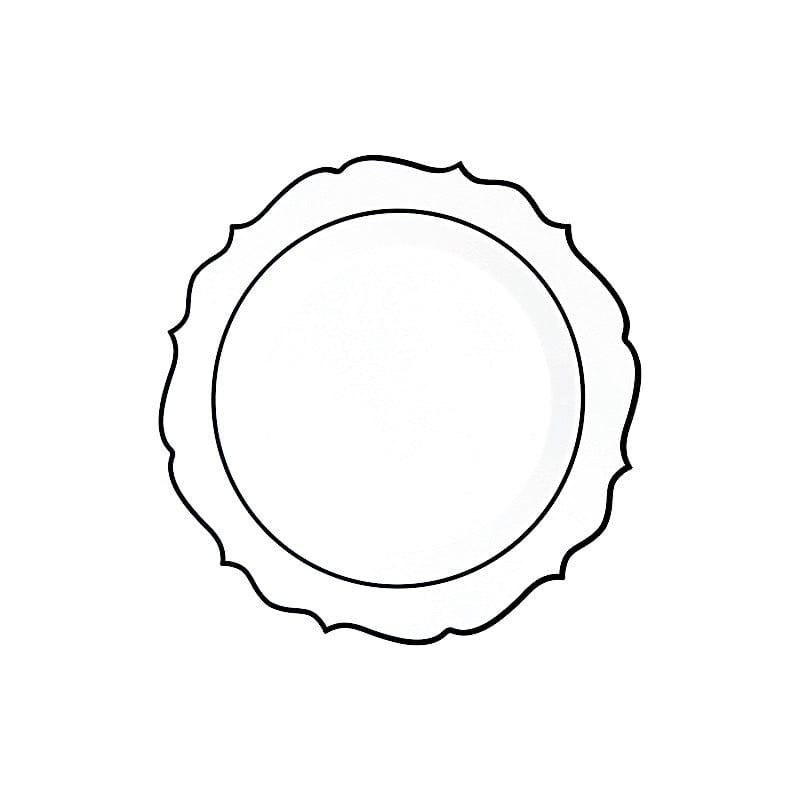 10 pcs 8" White Plastic Dessert Plates With Scalloped Rim - Disposable Tableware