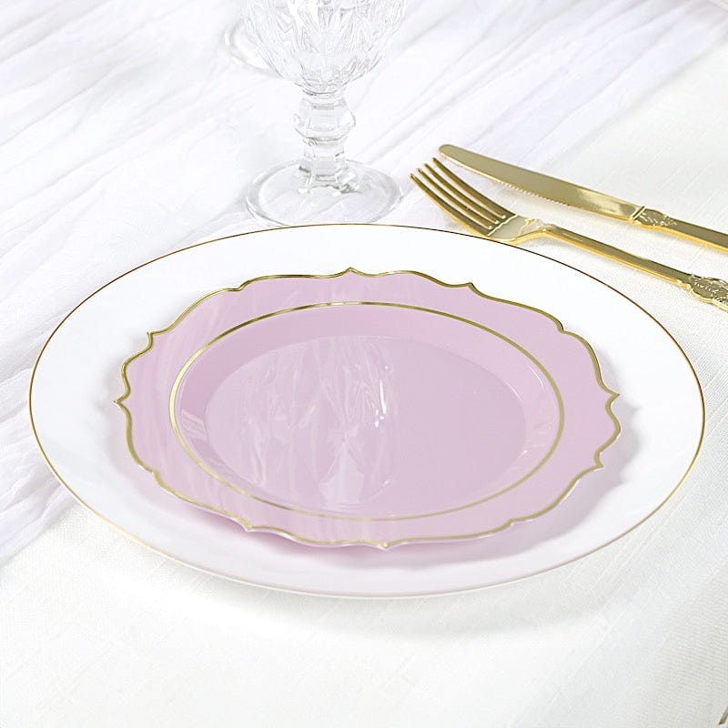 10 pcs 8" White Plastic Dessert Plates With Scalloped Rim - Disposable Tableware