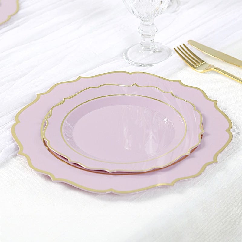 10 pcs 8" White Plastic Dessert Plates With Scalloped Rim - Disposable Tableware