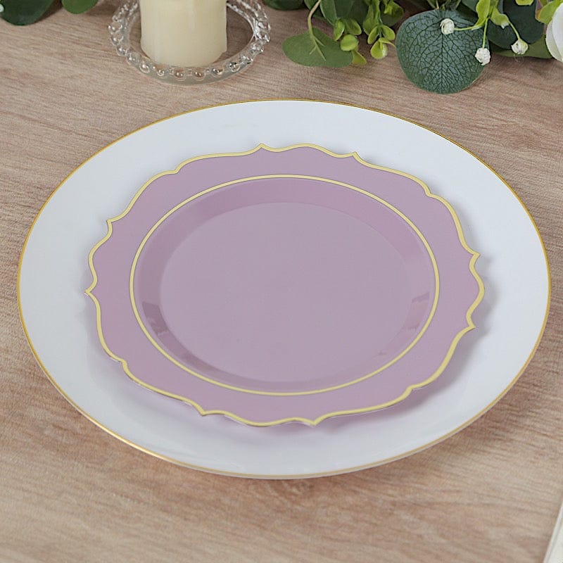 10 pcs 8" White Plastic Dessert Plates With Scalloped Rim - Disposable Tableware