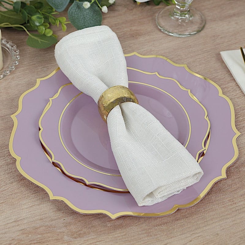 10 pcs 8" White Plastic Dessert Plates With Scalloped Rim - Disposable Tableware