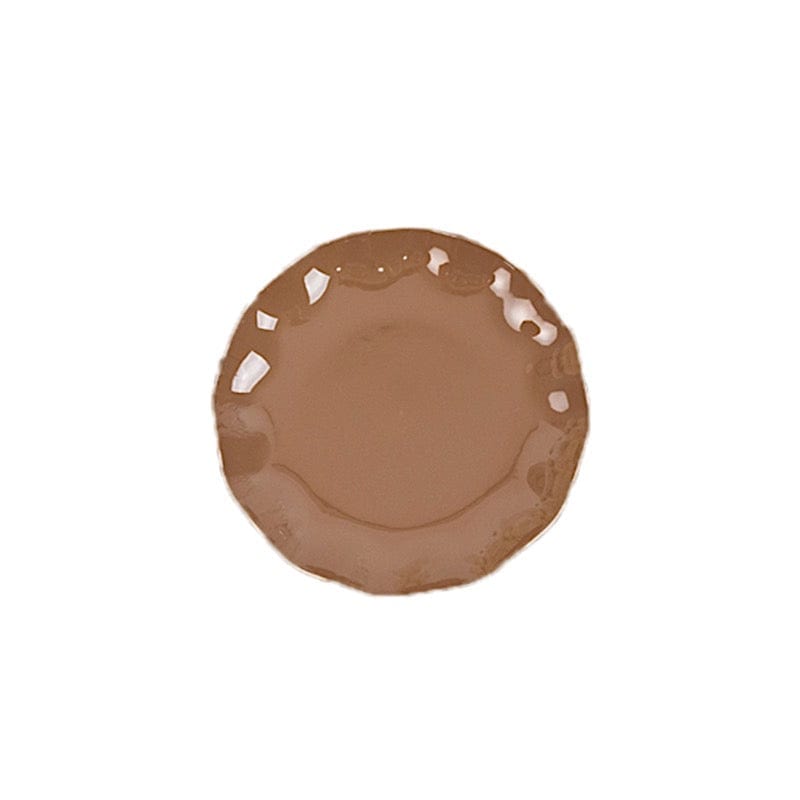 10 Round Plastic Salad Dinner Plates with Gold Wavy Rim - Disposable Tableware