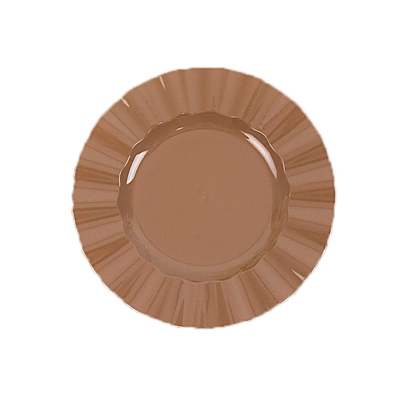 10 Round Plastic Salad Dinner Plates with Gold Wavy Rim - Disposable Tableware