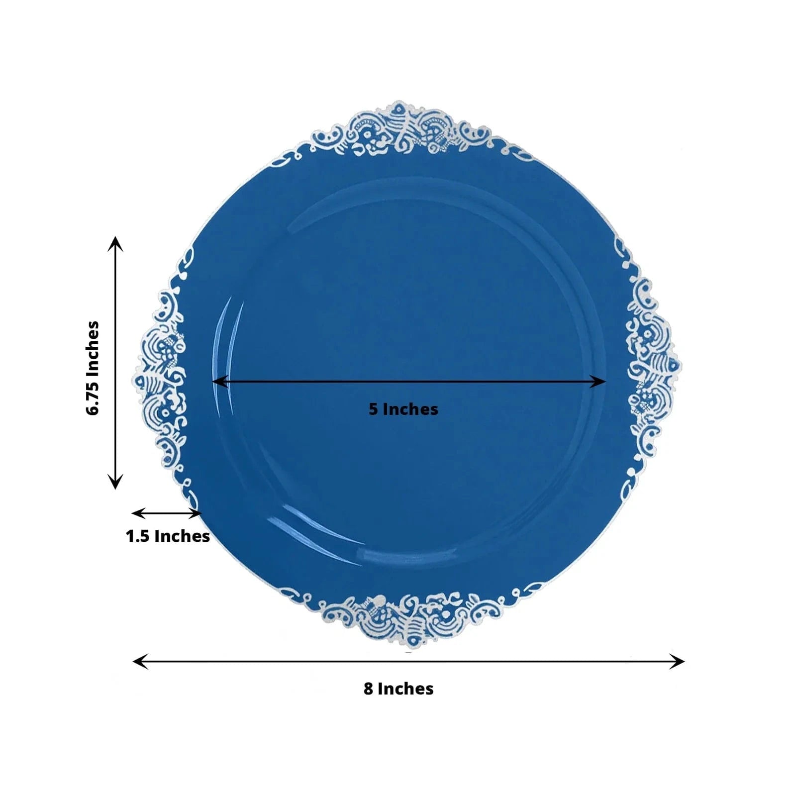 10 Round Plastic Salad Dinner Plates with Embossed Baroque Rim - Disposable Tableware