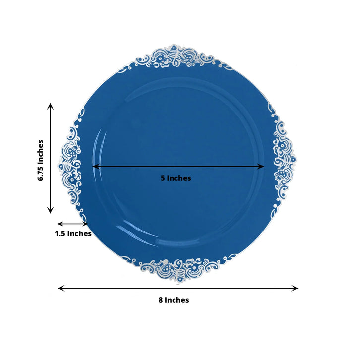 10 Round Plastic Salad Dinner Plates with Embossed Baroque Rim - Disposable Tableware