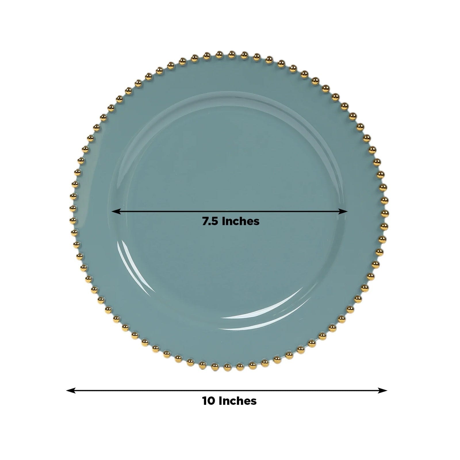 10 Round Plastic Salad Dinner Plates with Beaded Rim - Disposable Tableware