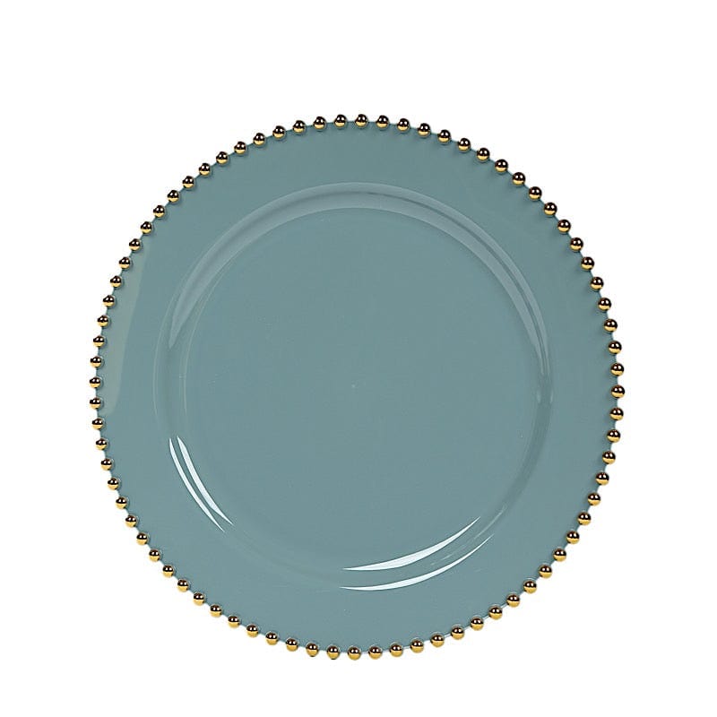 10 Round Plastic Salad Dinner Plates with Beaded Rim - Disposable Tableware