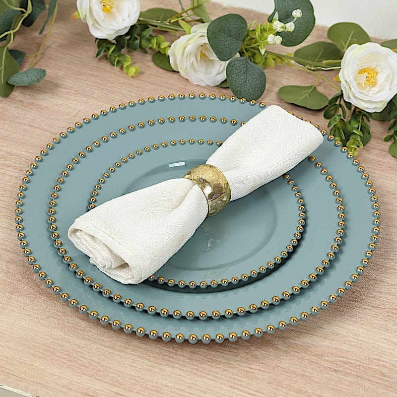 10 Round Plastic Salad Dinner Plates with Beaded Rim - Disposable Tableware