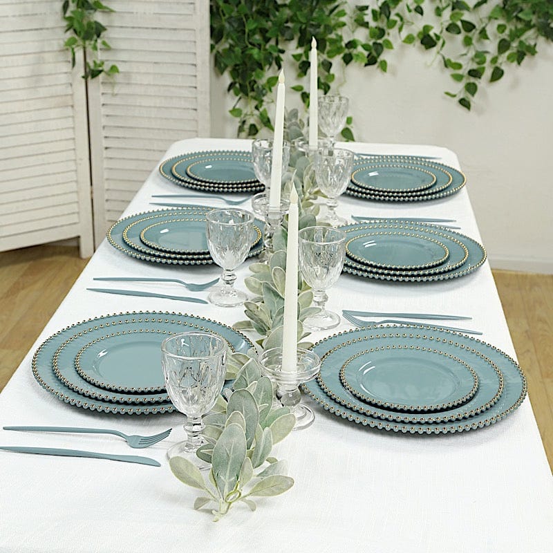 10 Round Plastic Salad Dinner Plates with Beaded Rim - Disposable Tableware