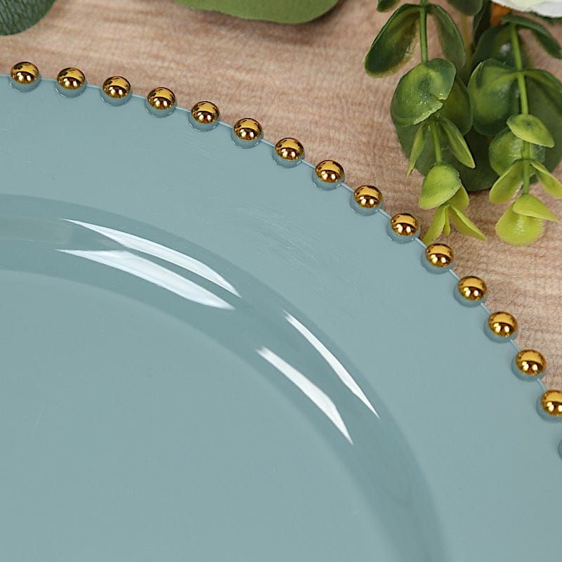 10 Round Plastic Salad Dinner Plates with Beaded Rim - Disposable Tableware