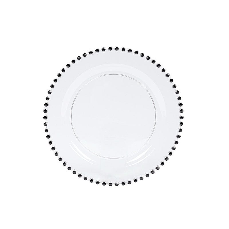 10 Round Plastic Salad Dinner Plates with Beaded Rim - Disposable Tableware