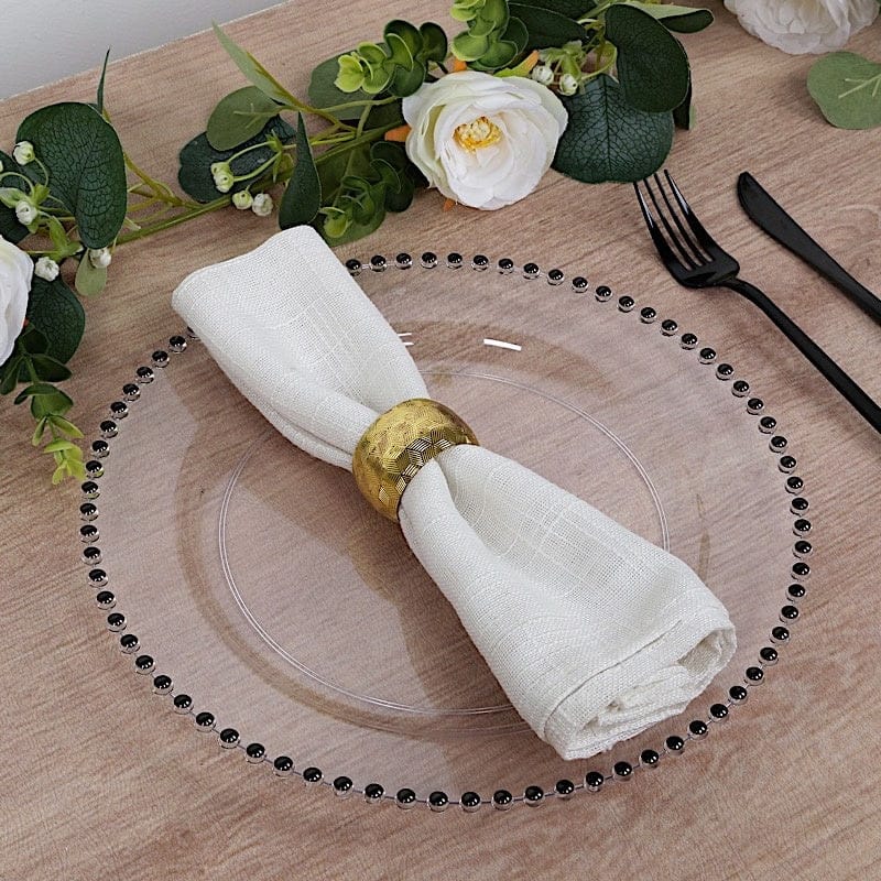 10 Round Plastic Salad Dinner Plates with Beaded Rim - Disposable Tableware