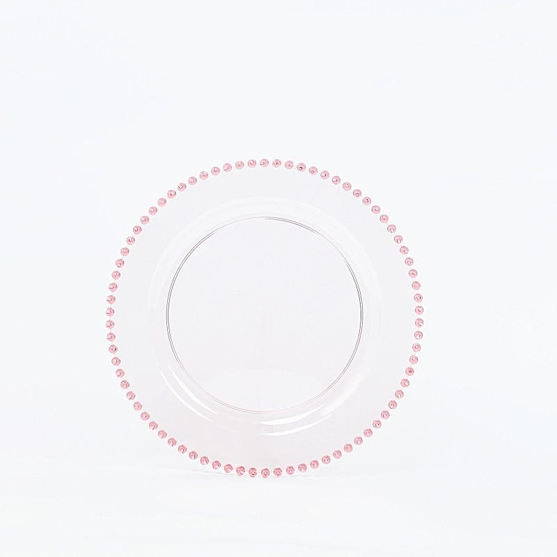 10 Round Plastic Salad Dinner Plates with Beaded Rim - Disposable Tableware