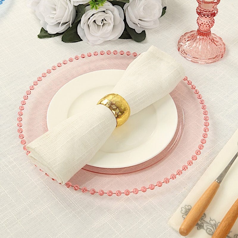 10 Round Plastic Salad Dinner Plates with Beaded Rim - Disposable Tableware