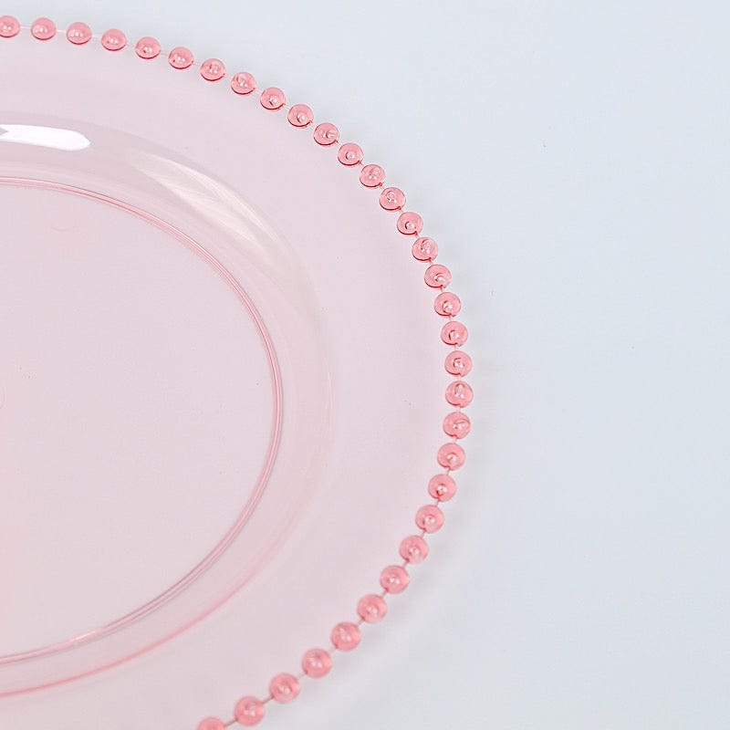 10 Round Plastic Salad Dinner Plates with Beaded Rim - Disposable Tableware