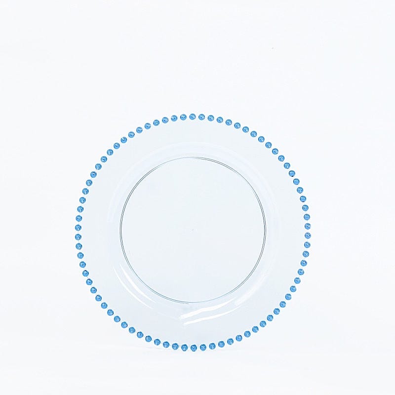 10 Round Plastic Salad Dinner Plates with Beaded Rim - Disposable Tableware