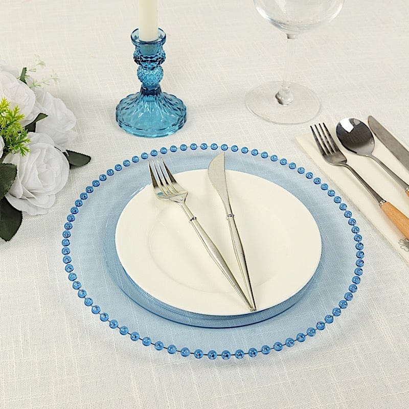 10 Round Plastic Salad Dinner Plates with Beaded Rim - Disposable Tableware