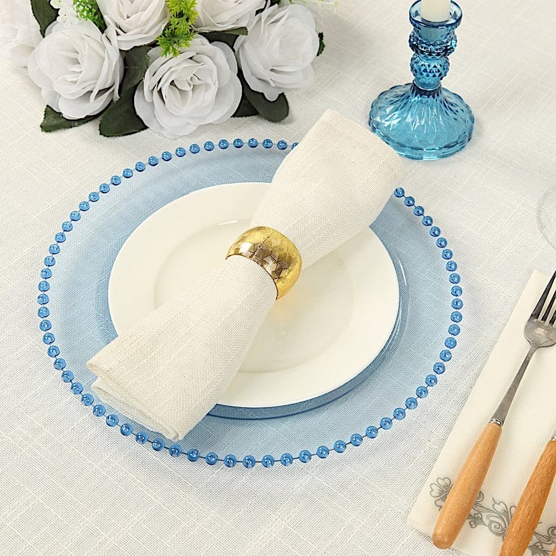 10 Round Plastic Salad Dinner Plates with Beaded Rim - Disposable Tableware