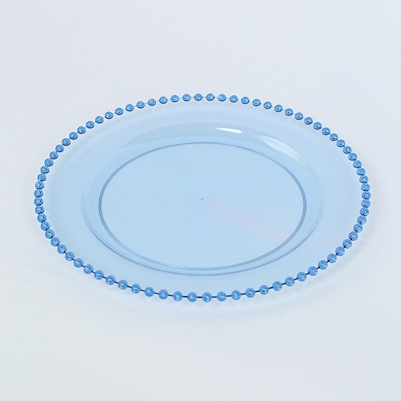 10 Round Plastic Salad Dinner Plates with Beaded Rim - Disposable Tableware