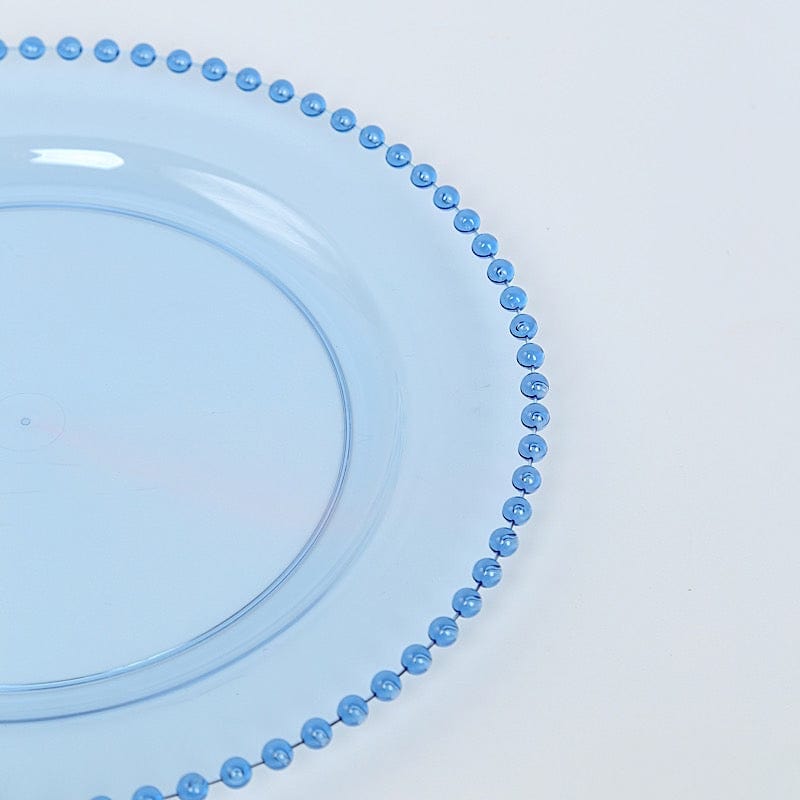 10 Round Plastic Salad Dinner Plates with Beaded Rim - Disposable Tableware