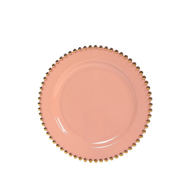 10 Round Plastic Salad Dinner Plates with Beaded Rim - Disposable Tableware