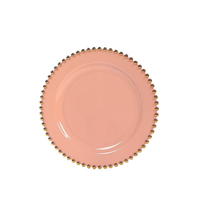 10 Round Plastic Salad Dinner Plates with Beaded Rim - Disposable Tableware