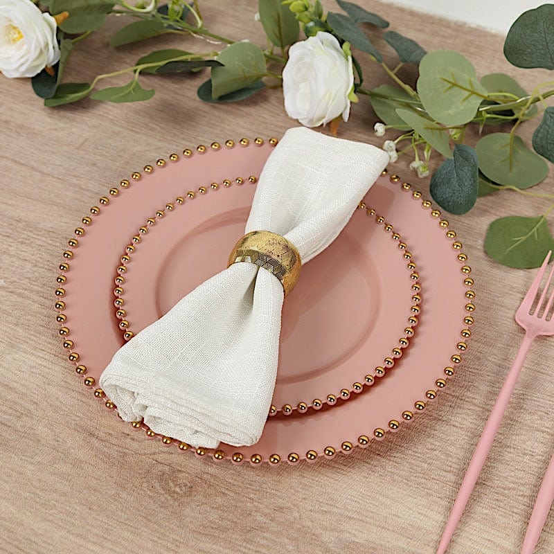 10 Round Plastic Salad Dinner Plates with Beaded Rim - Disposable Tableware