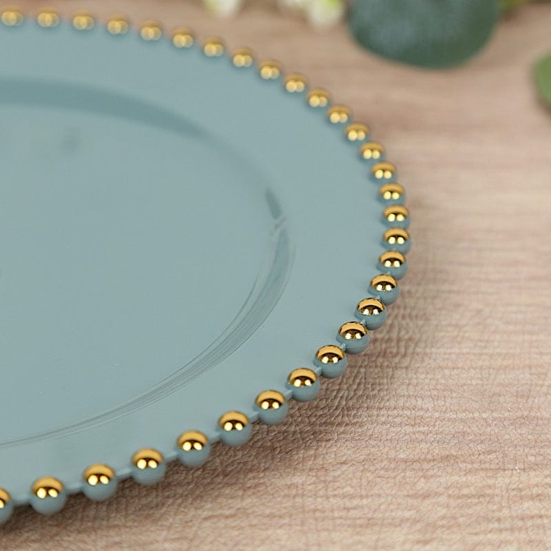 10 Round Plastic Salad Dinner Plates with Beaded Rim - Disposable Tableware