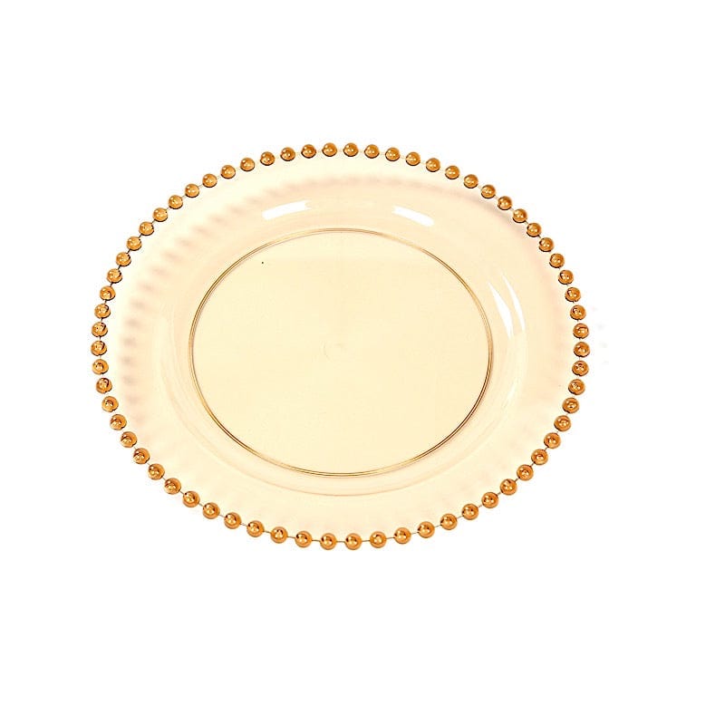 10 Round Plastic Salad Dinner Plates with Beaded Rim - Disposable Tableware