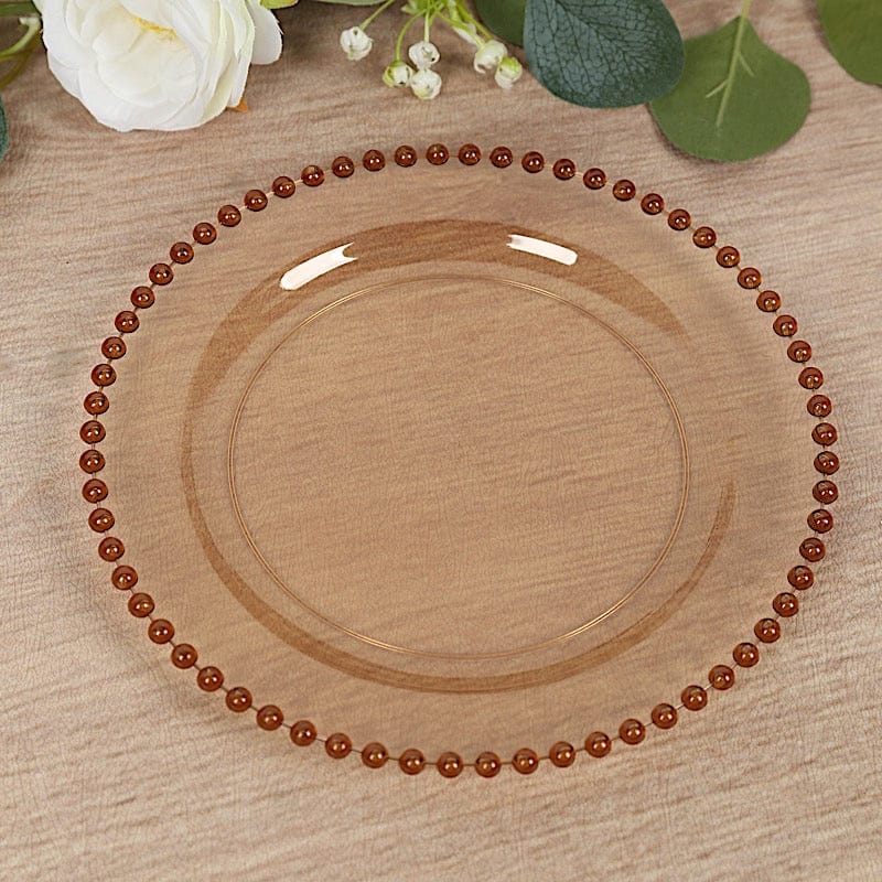 10 Round Plastic Salad Dinner Plates with Beaded Rim - Disposable Tableware
