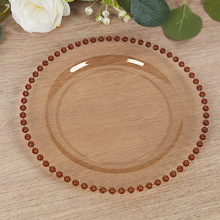 10 Round Plastic Salad Dinner Plates with Beaded Rim - Disposable Tableware