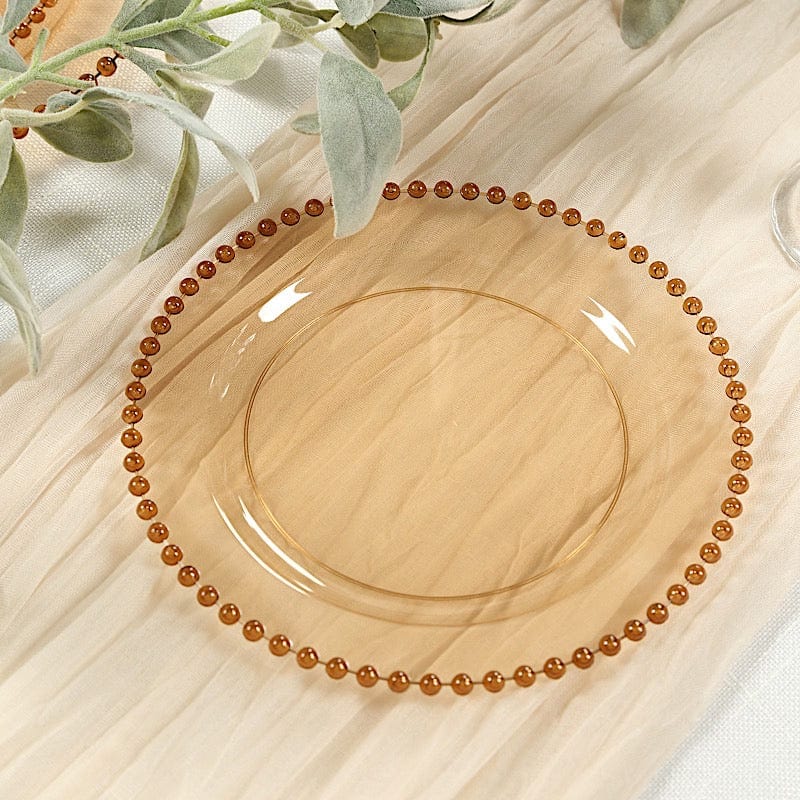 10 Round Plastic Salad Dinner Plates with Beaded Rim - Disposable Tableware