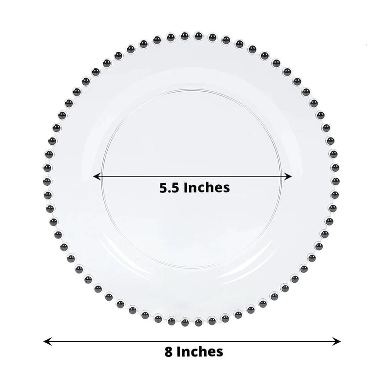 10 Round Plastic Salad Dinner Plates with Beaded Rim - Disposable Tableware