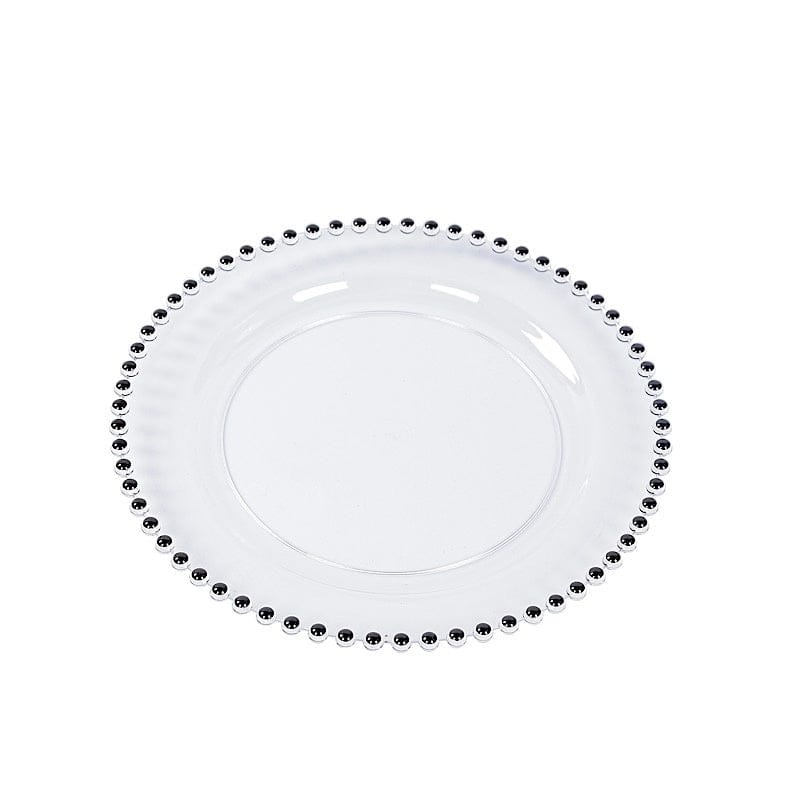 10 Round Plastic Salad Dinner Plates with Beaded Rim - Disposable Tableware