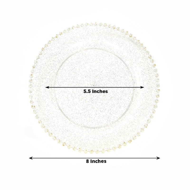 10 Round Plastic Salad Dinner Plates with Beaded Rim - Disposable Tableware