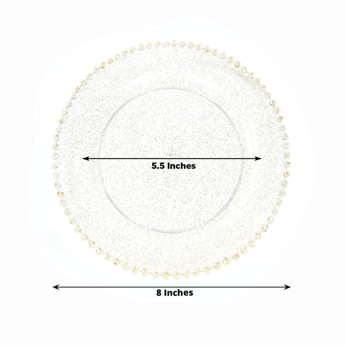 10 Round Plastic Salad Dinner Plates with Beaded Rim - Disposable Tableware