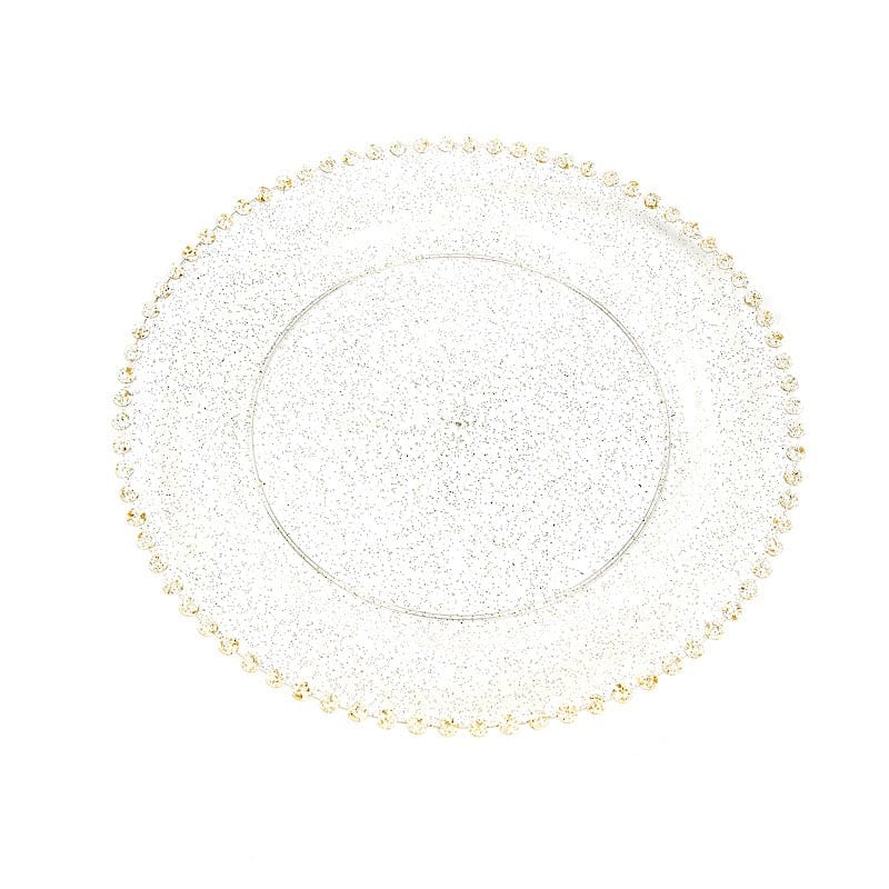 10 Round Plastic Salad Dinner Plates with Beaded Rim - Disposable Tableware