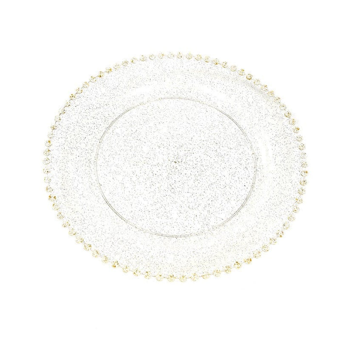 10 Round Plastic Salad Dinner Plates with Beaded Rim - Disposable Tableware