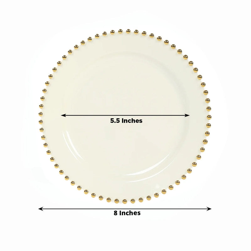 10 Round Plastic Salad Dinner Plates with Beaded Rim - Disposable Tableware