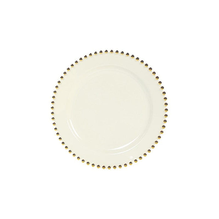 10 Round Plastic Salad Dinner Plates with Beaded Rim - Disposable Tableware