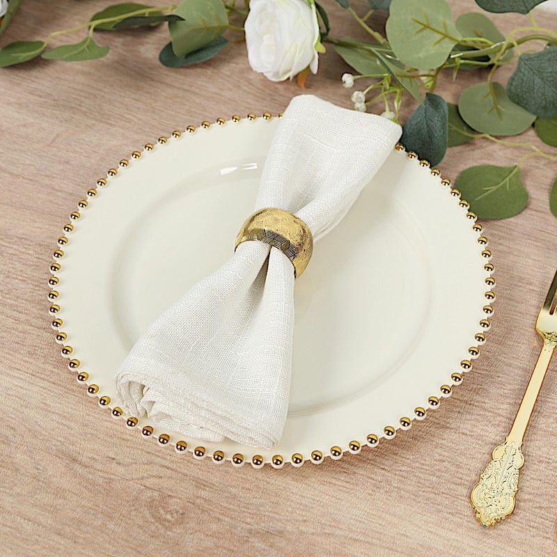 10 Round Plastic Salad Dinner Plates with Beaded Rim - Disposable Tableware