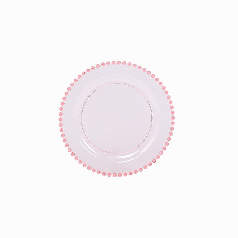 10 Round Plastic Salad Dinner Plates with Beaded Rim - Disposable Tableware