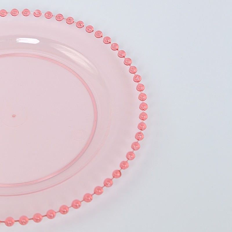 10 Round Plastic Salad Dinner Plates with Beaded Rim - Disposable Tableware