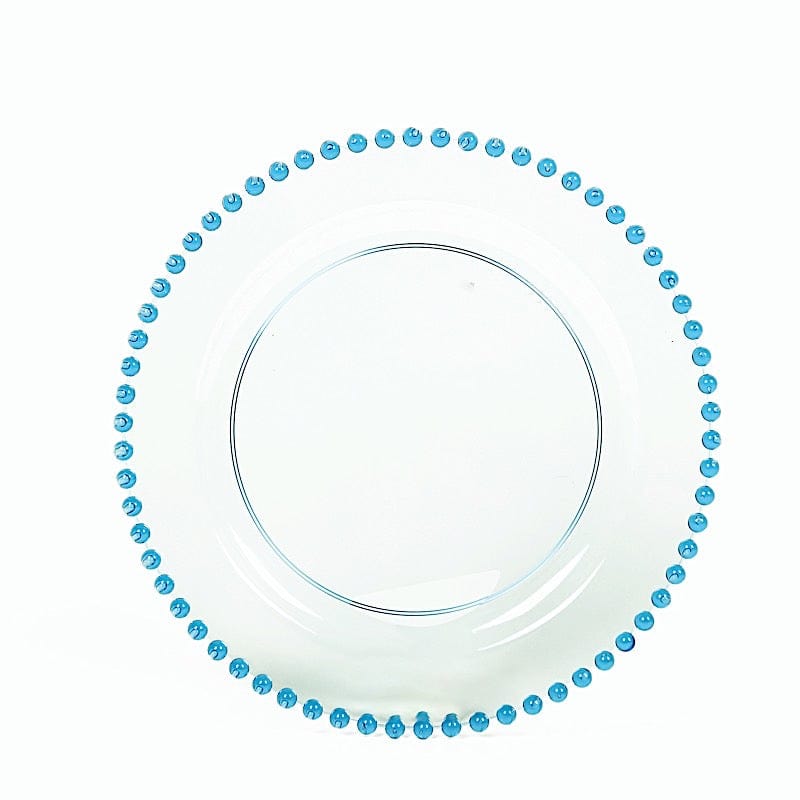 10 Round Plastic Salad Dinner Plates with Beaded Rim - Disposable Tableware