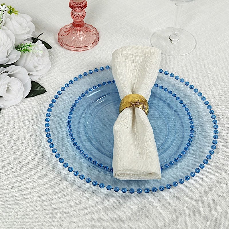 10 Round Plastic Salad Dinner Plates with Beaded Rim - Disposable Tableware