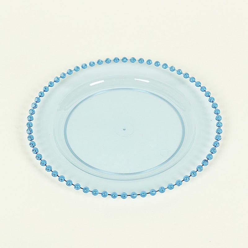10 Round Plastic Salad Dinner Plates with Beaded Rim - Disposable Tableware